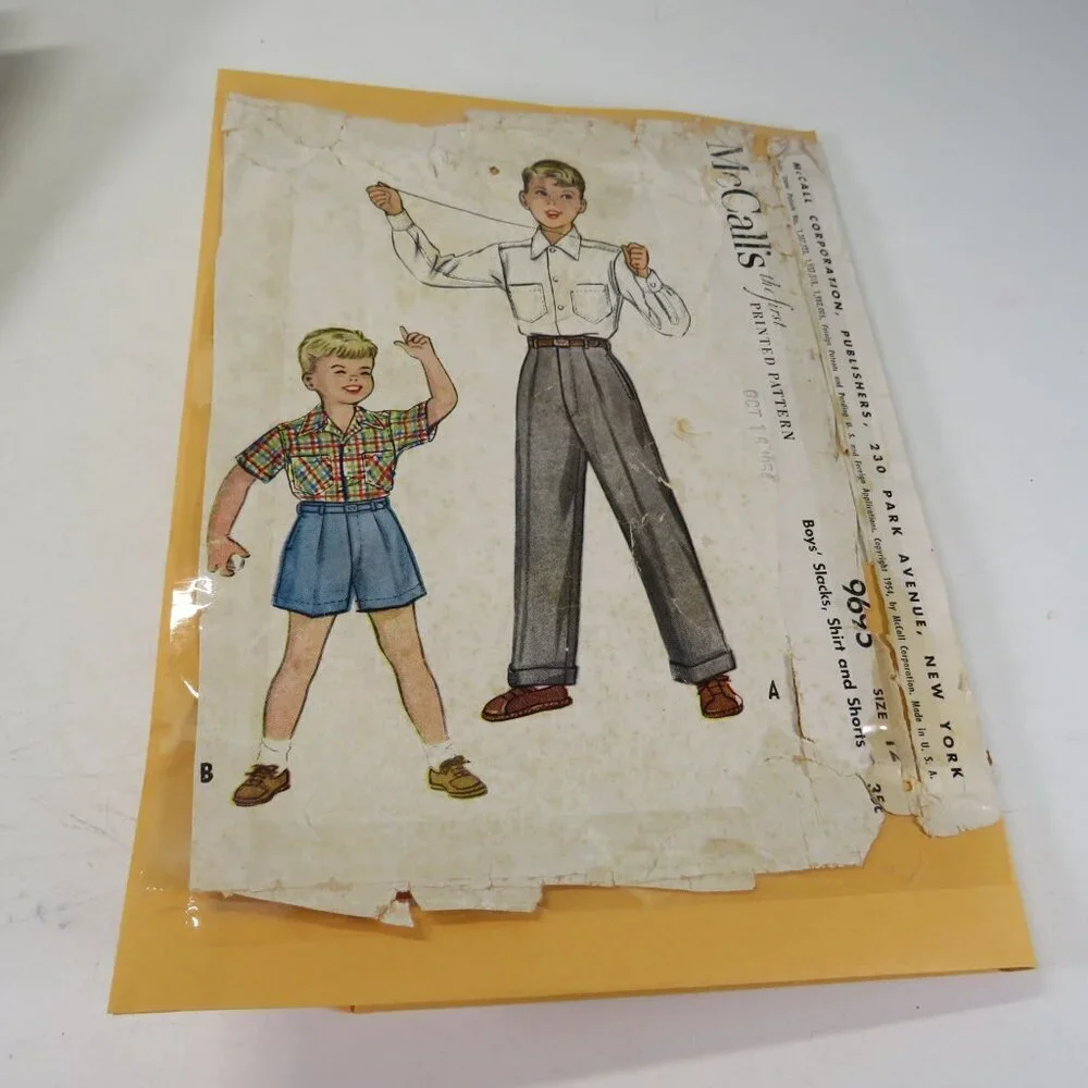 McCalls 9695 clothing pattern (complete) Boys slacks - pants, shirt, shorts
